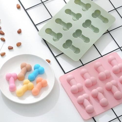 8Cavity Funny Cute Penis Soap Mold Brthday Fudge Cake Chocolate Banking Mold Silicone Mold for Soap Making