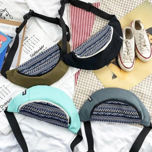 Crossbody Bag Men Canvas Waist Bags Casual Man Chest Bag Fanny Pack Men Belt Pack Travel Phone Pouch Unisex Banana Pouch