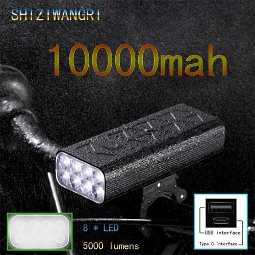 8T6 Bike Light 10000mAh 1200High Lumens Led Bicycle Flashlight USB Rechargeable Front Headlight for Cycling Road MTB LED Light
