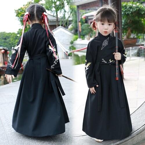 Ancient Traditional Hanfu Dress for Girls Boys Fairy Dance Costumes Tang Dynasty Folk Dance Clothing Halloween Cosplay Hanfu