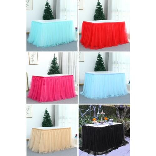 Tulle Table Skirt Tableware Lace Cover Baby Shower Home Decor Table Skirting Birthday Party Wedding Wed Decor Table Skirt