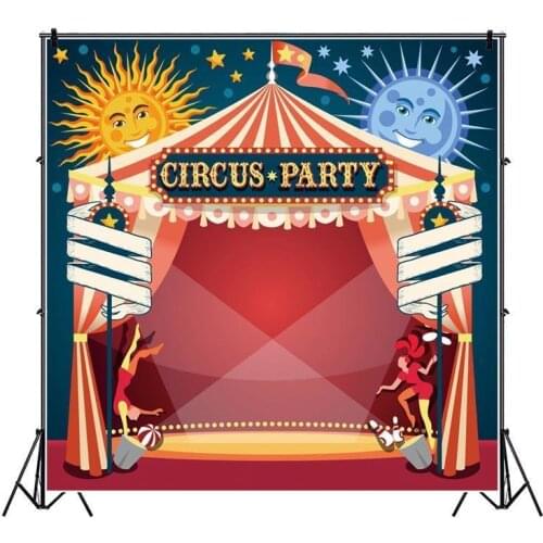 Red Circus Tent Backdrop for Birthday Photography Carnival Night Party Baby Shower Photo Background Photo Booth Studio Props