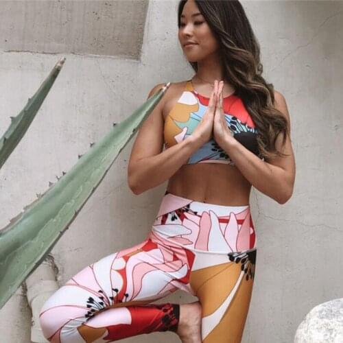 High Performance 2020 Sexy Halter Female Summer Print Yoga Wear Comfortable Soft Slim Fitness Sportswear