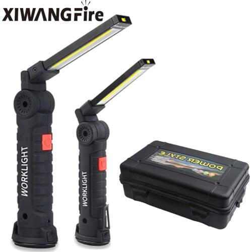 USB Charging Multifunctional Folding Work Light COB LED Flashlight Built-in Battery Light Camping Flashlight Torch Lighter