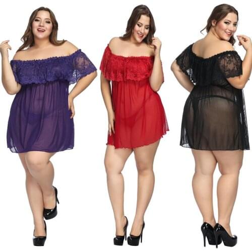 Plus Size 6XL Hot Women Nightgown Sexy Lingeire Set Babydoll Night Dress Sleepwear Underwear For Ladys Mini Nightdress