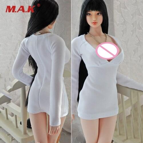 1/6 Scale Women Female Sexy White Dress Model for 12 inches Large Breast Body Figures accessories