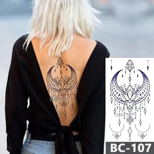 1 Sheet Chest Body Tattoo Temporary Waterproof Jewelry Moon lotus star mystery pattern Decal Waist Art Tattoo Sticker for Women