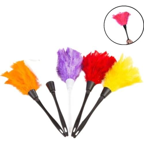 1PCs Long Handle Dust Brush Household Home Soft Turkey Feather Duster for Furniture Car Clean Mini Cleaning Tools 4 Colors