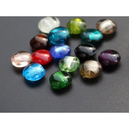 10Pcs 15.5mm 20mm Lampwork glass beads Round Flat Foiled Multi-Color for jewelry Bracelet Necklace Earring &DIY Craft Fashion
