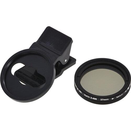 37mm Clip-on ND 2-400 Cellphone Camera Lens Filter Kit Adjustable Neutral Density Filter for iPhone