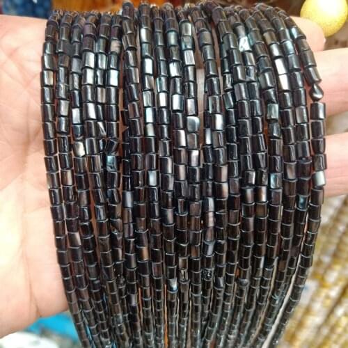 3x4mm Natural Black Shell Beads Tube Shape Loose Small Balck Sea Shell Beads For Jewelry Making DIY Bracelet Heishi Bead