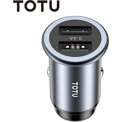 TOTU 3.4A Dual USB Car Charger Universal Aluminum Mobile Phone Charger for Xiaomi Samsung iPhone 11 Pro Max Charging in Car