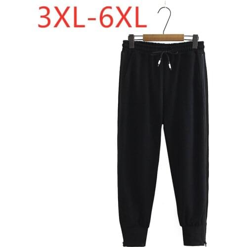 New ladies autumn winter plus size long pencil sports pants for women large loose casual black running trousers 3XL 4XL 5XL 6XL
