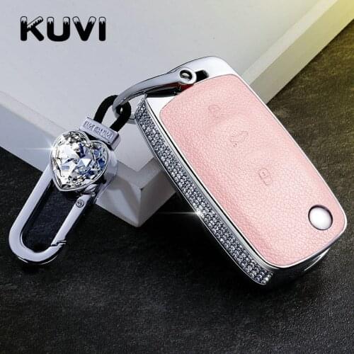 Diamond Leather Car key Cover Case Car Key Bag Fit for VW Volkswagen Skoda Golf Polo Tiguan Passat Jetta MK5 MK6 T5 Beetle Etc