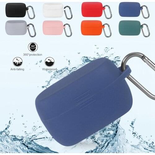 Earphone Case for Jabra Elite Active 75t Headset Wireless Earphone Silicone Protective Storage Case Cover with Anti-Lost Hook