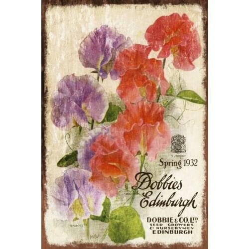 Floral Flower Catalogue Advert Aged Look Vintage Retro Style Metal Sign Plaque