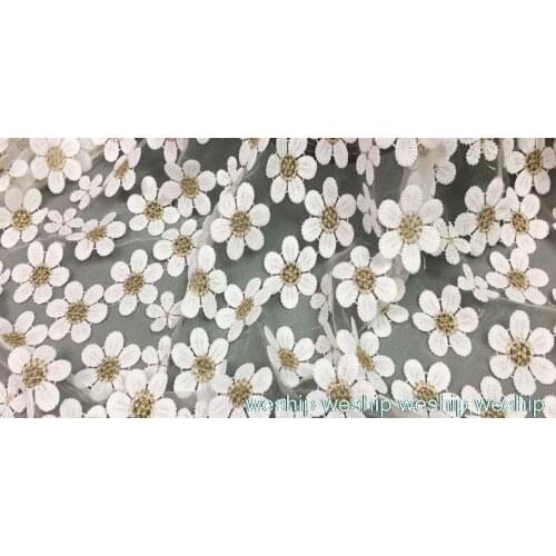 Plum blossom Net yarn fabric Golden silk embroidery lace mesh fabric wedding dress cloth DIY garment accessories curtains