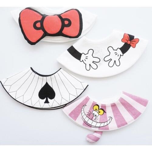 Japanese style 360 degree bib saliva towel cute bib saliva towel red bow detachable bib fake collar