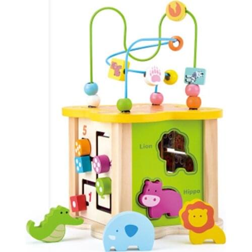 Activity Cube, Bead Maze Multipurpose Educational Toy Wood Shape Color Sorter For Kids