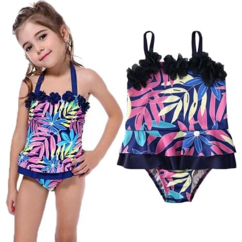 Toddler Baby Girl Swimwear Leaf Print Swimsuit One-piece Bikini Set Beachwear 1-4 years old