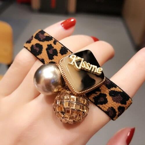 Leopard Full Crystal Hair Ties Elastic Hair Bands Colorful Rhinestone Star Leopard Print Scrunchies Hair Accessories Wholesale