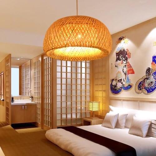 2020 Hot Seller Bamboo Weaving Nest Pendant Lights Novelty Hanging Lamp Tatami Japanese Hotel Tea Shop Home Decorative Fixture