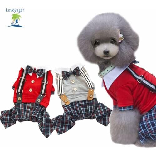 Lovoyager Pet Dog Clothes Pet Dog Jumpsuit Polo Bow Tie Shirt Short Sleeve For Pet Dog Puppy