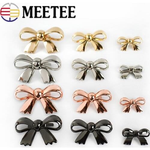 Meetee 5/10pcs Bowknot Metal Buckles for Bags Shoes Clothing Decor Buckle DIY Leather Craft Luggage Hardware Sewing Accessories