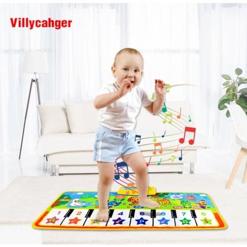 71x28cm Multi-function Play Mat Carpet with 8 Keys Cartoon Animal Baby Carpet Music Instrument Educational Toys for Kids Gifts