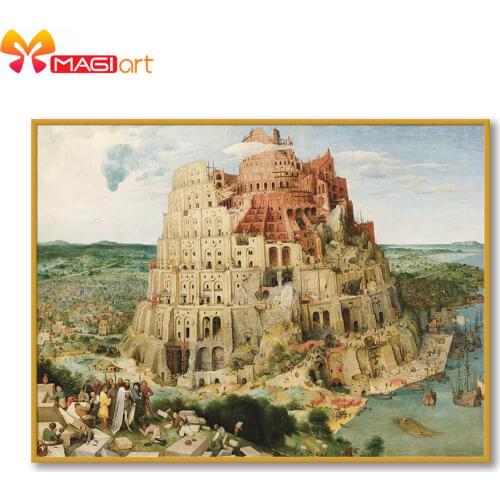 Cross stitch kits Embroidery needlework sets 11CT water soluble Canvas Patterns 14C Full Landscape Ancient castle -NCMS173