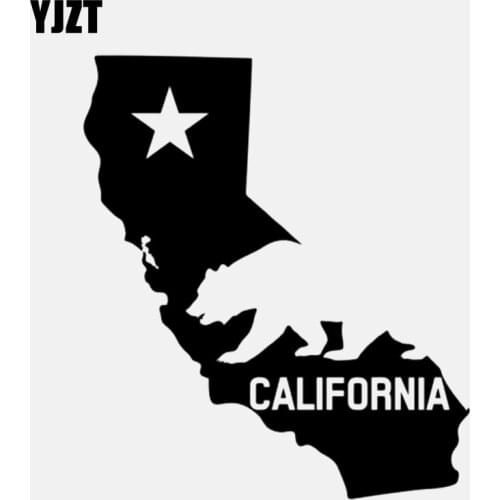 YJZT 13.2CM*15.2CM California State Map Decal Vinyl Decoration Black/Silver Car Sticker C22-1302