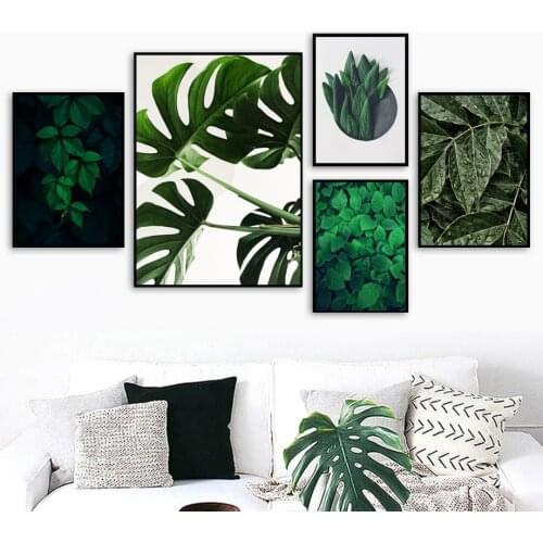 Fresh Plant Mint Palm Leaf Wall Art Canvas Painting Green Plant Nordic Posters And Prints Wall Pictures For Lining Room Decor