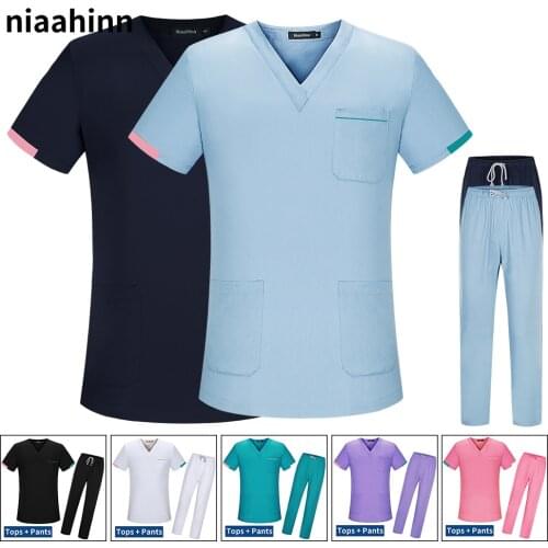 New Surgical Hospital Scrubs Suits Male Medical Uniforms Nursing Work Clothes Scrub Medical Nurse Uniform Pharmacy Lab Coat Pant