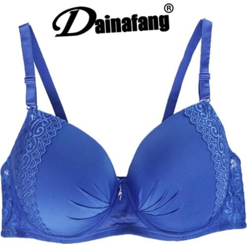 New Large Size Full Cup Push Up Bra Fashion Print Lace Diamond Decorative Sexy Bralette Comfortable Women Underwear 1997