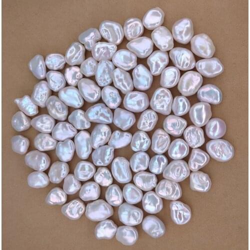 2pcs freshwater white flat baroque pearl 6-8mm pearl BEADS FOE DIY earrings/pendant