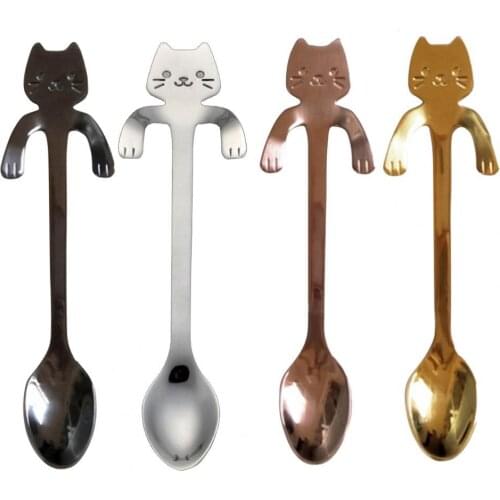 80% HOT SALE Coffee Spoon Mini Cats Design Stainless Steel Hanging Tea Cup Spoon Kitchen Gadget
