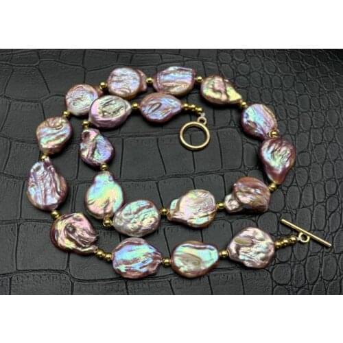 Freshwater pearl Edasion reborn keshi baroque white/pinkpurple oval/square necklace 18inch FPPJ wholesale nature women gift