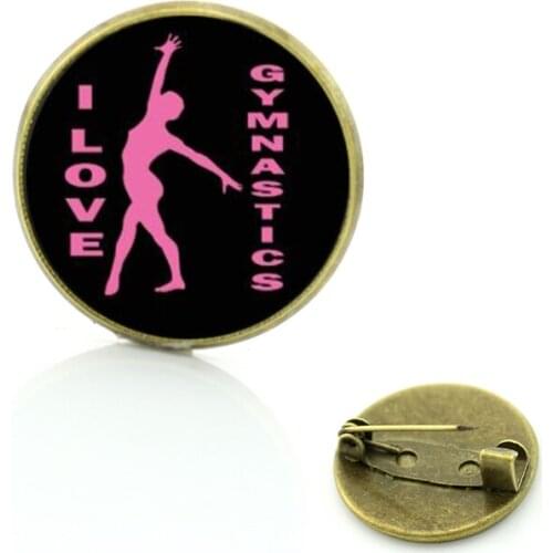 Sales 2017 arrival I Love Gymnastics brooch pins fashion vintage women spoets lovers badge brooches jewelry SP102
