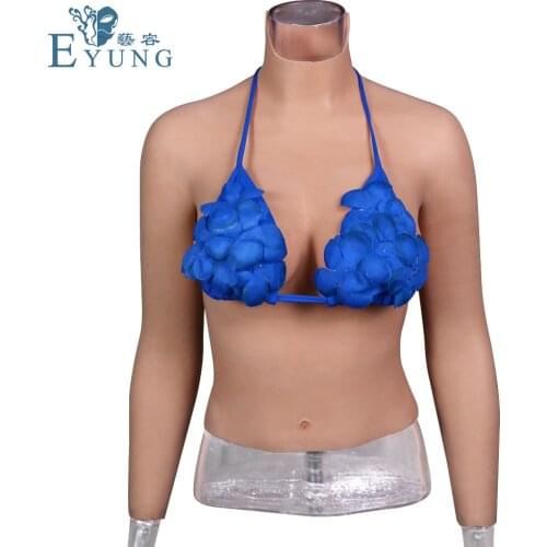 D CUP Realistic Silicone Breast Forms No Oil Half Body Fake Boobs With Sleeves for Crossdresser Shemale Drag Queen Crossdressing