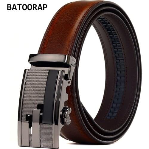BATOORAP Designer Luxury Belts For Men Fashion Automatic Buckle Ratchet Genuine Leather Trouser Belt Strap Z43P01