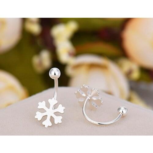 Luxury Female Snowflake Earrings 100% Real 925 Sterling Silver Earrings For Women Charm Wedding Small Stud Earrings