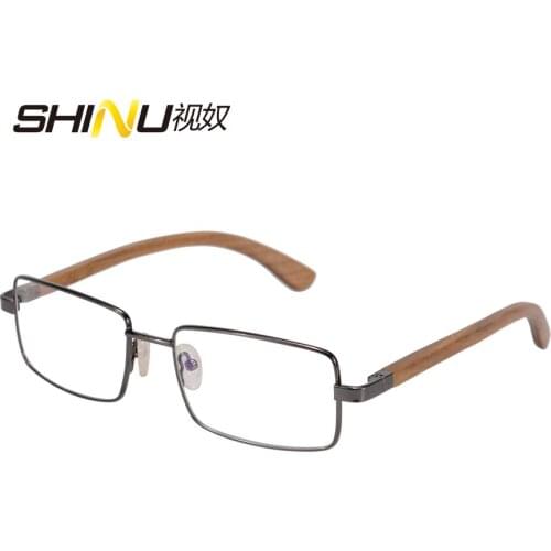 SHINU wood metal glasses frame photochromic sunglasses prescription square glasses men anti blue light glasses for computer 2728