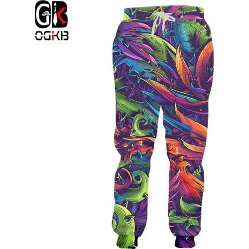 OGKB 3d Printing Jogging Pants Mens Leaves Vine Streetwear Weed Plants Men Women Fashion Pants Harajuku Kids Homme Big