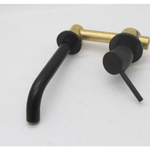 20cm Wall Mounted Brass Matt Black Single Handle Hot and Cold Concealed 2 PCS Faucet