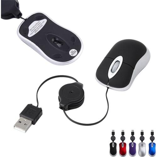 Retractable Mini 1200DPI Wired Mouse USB Optical Mouse Ergonomics Office Gaming Mouse Computer Mice For PC Laptop Notebook