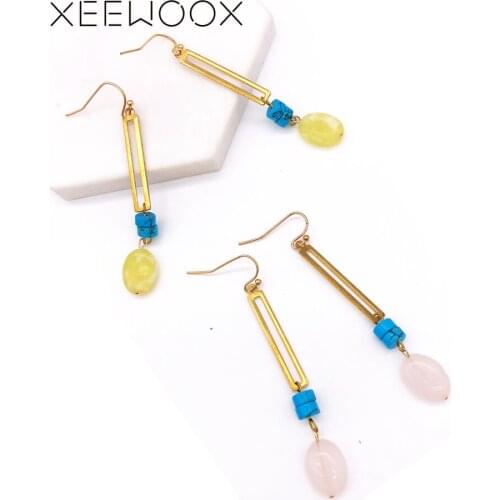XEEWOOX 2019 New Sales Simple Little Fresh Yellow Pink Circle Girl Earrings Female Personality Wild Retro Earrings Long Section
