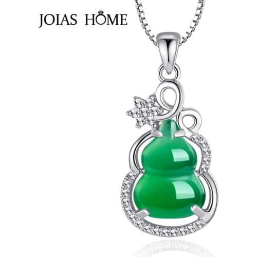 JoiasHome Classic 925 sterling silver necklace Women Emerald Pandent Charm lady Fine Jewelry Wedding party gift Wholesale