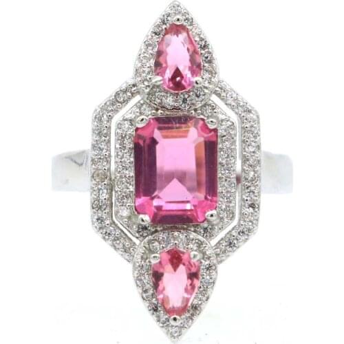 20x15mm Lovely Cute 3.7g Blue Aquamarine CZ Birthday Gift 925 Sterling Silver Rings Drop Shipping