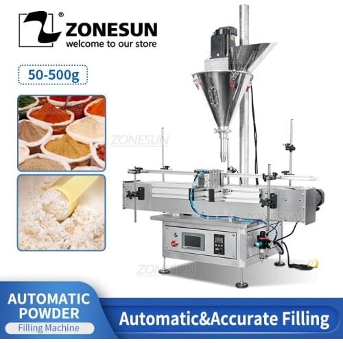 ZONESUN ZS-FM3A 50-500g Automatic Powder Auger Metering Filling Machine 6L Hopper Soybean Meal Flour Milk pepper Chili powder