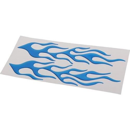 1 Pair Car Motorcycle 3D Flame Pattern Decal Sticker Decoration Blue